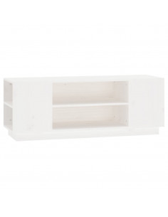 Mobile Porta TV Bianco 110x35x40,5 cm in Legno Massello di Pino 2