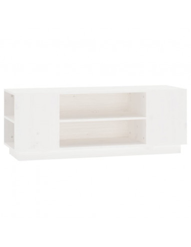 Mobile Porta TV Bianco 110x35x40,5 cm in Legno Massello di Pino