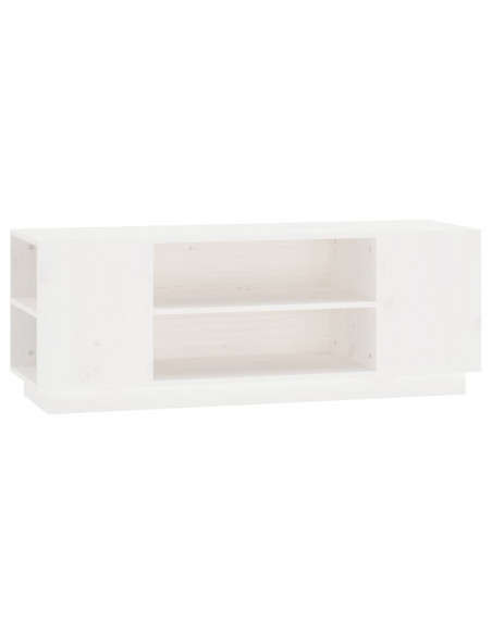 Mobile Porta TV Bianco 110x35x40,5 cm in Legno Massello di Pino