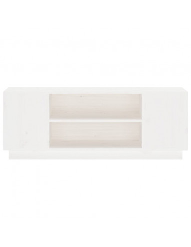 Mobile Porta TV Bianco 110x35x40,5 cm in Legno Massello di Pino