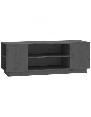 Mobile Porta TV Grigio 110x35x40,5 cm in Legno Massello di Pino