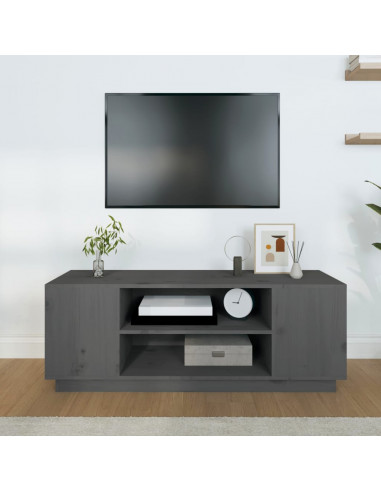 Mobile Porta TV Grigio 110x35x40,5 cm in Legno Massello di Pino
