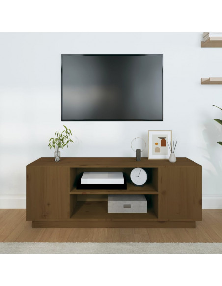 Mobile Porta TV Miele 110x35x40,5 cm in Legno Massello di Pino