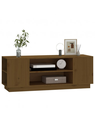 Mobile Porta TV Miele 110x35x40,5 cm in Legno Massello di Pino