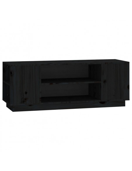 Mobile Porta TV Nera 110x35x40,5 cm in Legno Massello di Pino