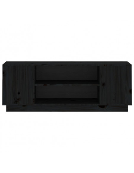Mobile Porta TV Nera 110x35x40,5 cm in Legno Massello di Pino