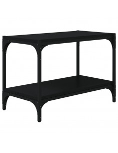 Mobile Porta TV Nero 60x33x41 cm in Legno Multistrato e Acciaio 2
