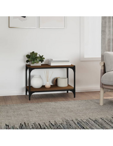 Mobile TV Rovere Marrone 60x33x41cm Legno Multistrato e Acciaio