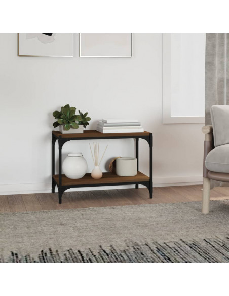 Mobile TV Rovere Marrone 60x33x41cm Legno Multistrato e Acciaio