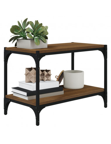 Mobile TV Rovere Marrone 60x33x41cm Legno Multistrato e Acciaio