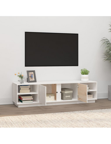 Mobile Porta TV Bianco 156x40x40 cm in Legno Massello di Pino