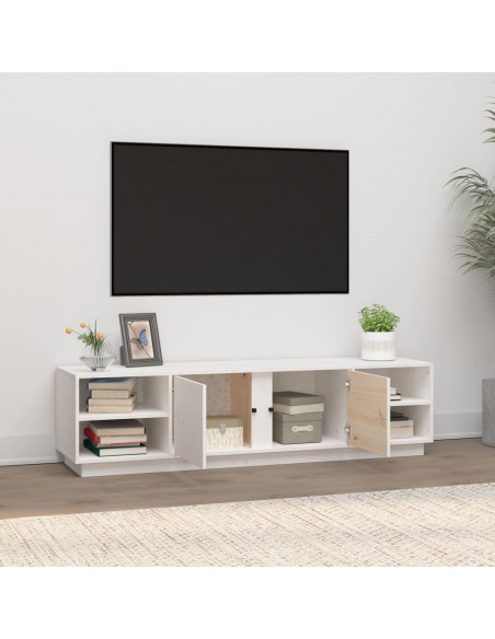 Mobile Porta TV Bianco 156x40x40 cm in Legno Massello di Pino