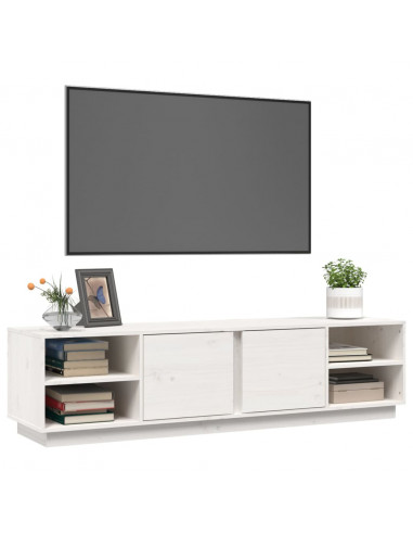 Mobile Porta TV Bianco 156x40x40 cm in Legno Massello di Pino