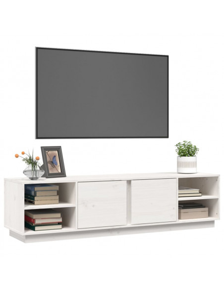 Mobile Porta TV Bianco 156x40x40 cm in Legno Massello di Pino
