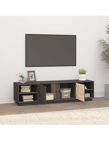 Mobile Porta TV Grigio 156x40x40 cm in Legno Massello di Pino