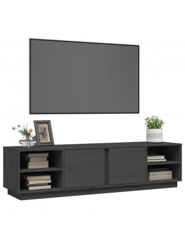 Mobile Porta TV Grigio 156x40x40 cm in Legno Massello di Pino