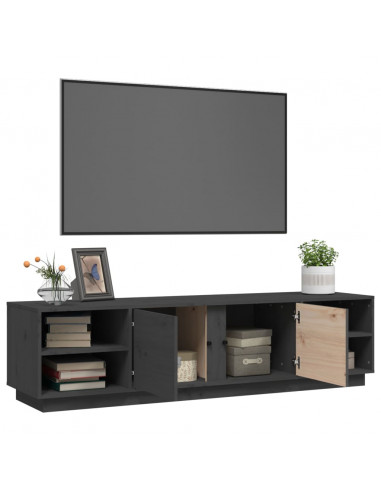 Mobile Porta TV Grigio 156x40x40 cm in Legno Massello di Pino