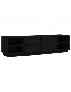 Mobile Porta TV Nero 156x40x40 cm in Legno Massello di Pino 2