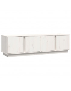 Mobile Porta TV Bianco 140x40x40 cm in Legno Massello di Pino 2
