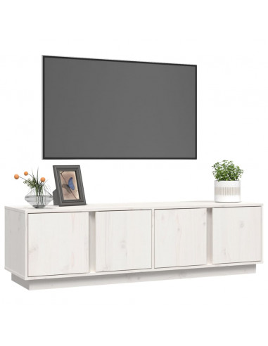 Mobile Porta TV Bianco 140x40x40 cm in Legno Massello di Pino