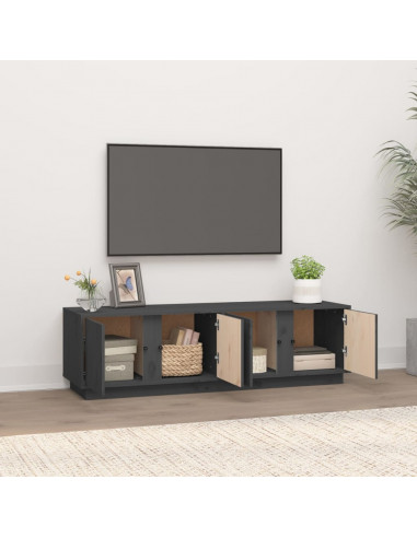 Mobile Porta TV Grigio 140x40x40 cm in Legno Massello di Pino