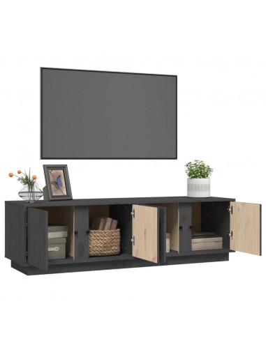 Mobile Porta TV Grigio 140x40x40 cm in Legno Massello di Pino