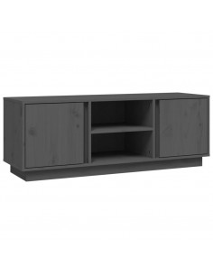 Mobile Porta TV Grigio 110x35x40,5 cm in Legno Massello di Pino 2