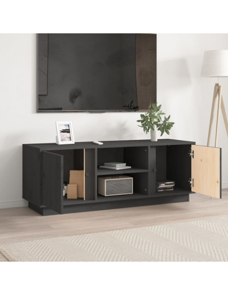 Mobile Porta TV Grigio 110x35x40,5 cm in Legno Massello di Pino