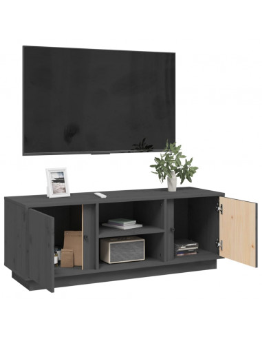Mobile Porta TV Grigio 110x35x40,5 cm in Legno Massello di Pino