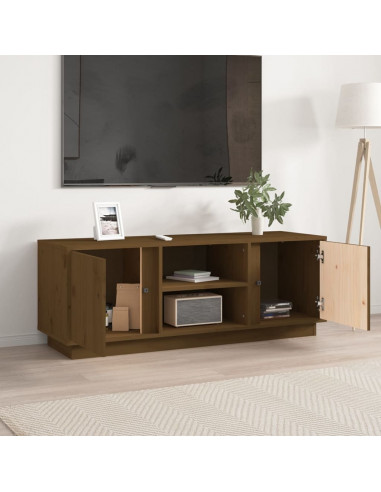 Mobile Porta TV Miele 110x35x40,5 cm in Legno Massello di Pino
