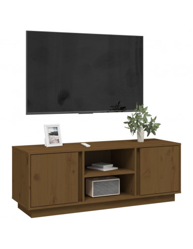 Mobile Porta TV Miele 110x35x40,5 cm in Legno Massello di Pino