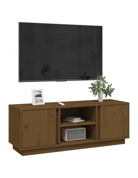 Mobile Porta TV Miele 110x35x40,5 cm in Legno Massello di Pino