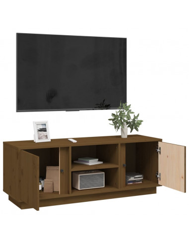 Mobile Porta TV Miele 110x35x40,5 cm in Legno Massello di Pino