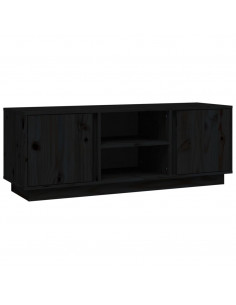 Mobile Porta TV Nera 110x35x40,5 cm in Legno Massello di Pino 2