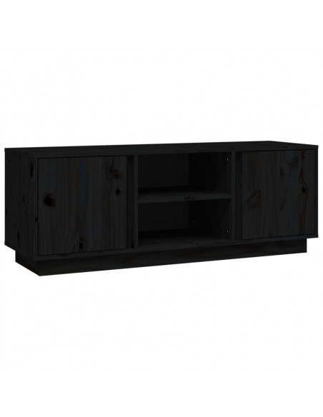 Mobile Porta TV Nera 110x35x40,5 cm in Legno Massello di Pino