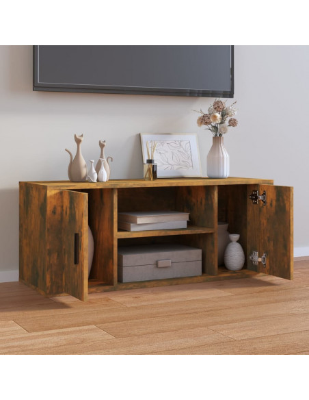 Mobile TV Rovere Fumo 100x35x40 cm in Legno Multistrato