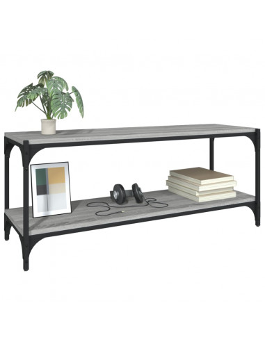 Mobile TV Grigio Sonoma 100x33x41cm Legno Multistrato e Acciaio