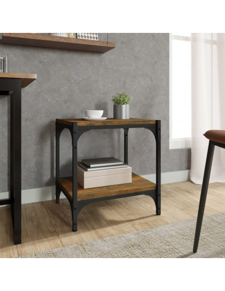 Mobile TV Rovere Fumo 40x33x41 cm Legno Multistrato e Acciaio