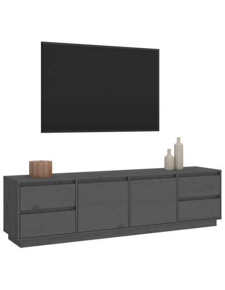 Mobile Porta TV Grigio 176x37x47,5 cm in Legno Massello di Pino