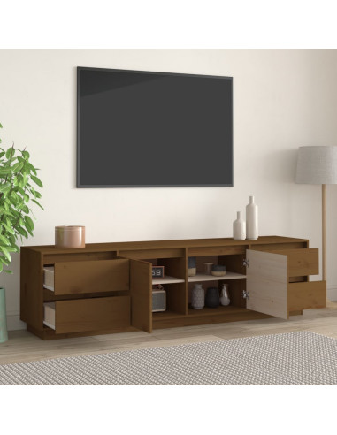 Mobile Porta TV Miele 176x37x47,5 cm in Legno Massello di Pino