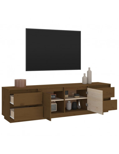 Mobile Porta TV Miele 176x37x47,5 cm in Legno Massello di Pino