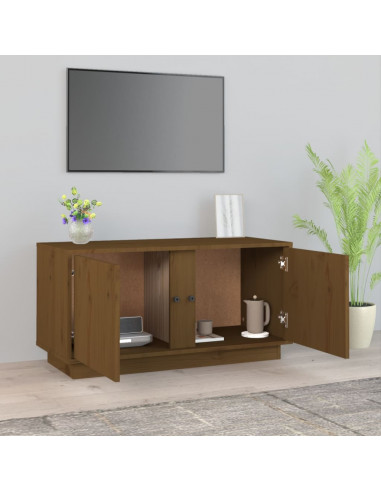 Mobile Porta TV Miele 80x35x40,5 cm in Legno Massello di Pino