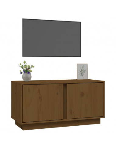 Mobile Porta TV Miele 80x35x40,5 cm in Legno Massello di Pino