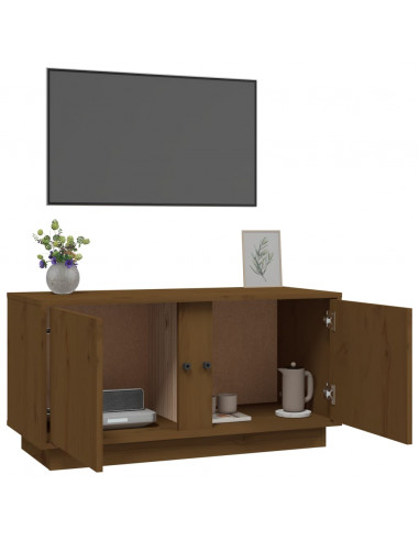 Mobile Porta TV Miele 80x35x40,5 cm in Legno Massello di Pino