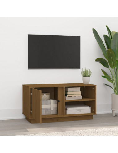 Mobile Porta TV Miele 80x35x40,5 cm in Legno Massello di Pino