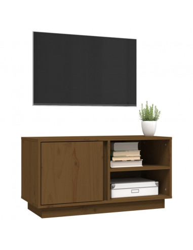 Mobile Porta TV Miele 80x35x40,5 cm in Legno Massello di Pino