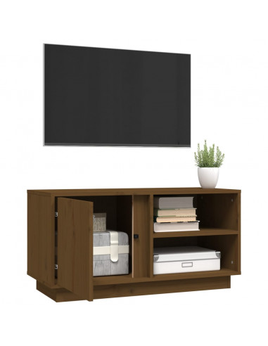Mobile Porta TV Miele 80x35x40,5 cm in Legno Massello di Pino