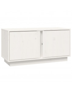 Mobile Porta TV Bianco 80x35x40,5 cm in Legno Massello di Pino 2