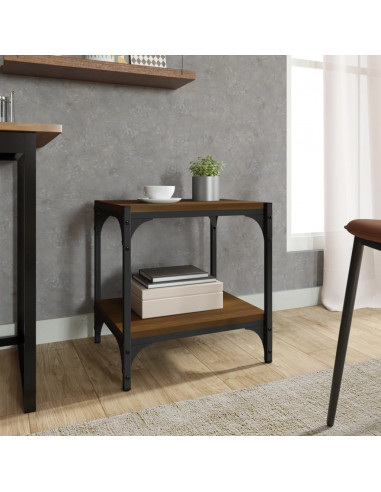 Mobile TV Rovere Marrone 40x33x41cm Legno Multistrato e Acciaio