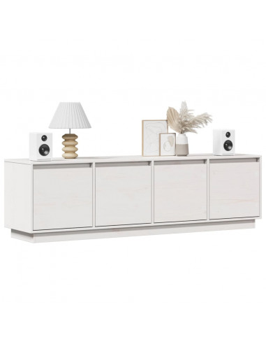 Mobile Porta TV Bianco 156x37x45 cm in Legno Massello di Pino